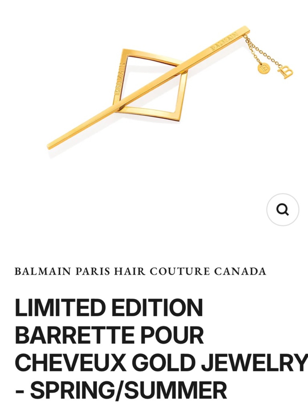 LIMITED EDITION BARRETTE POUR
CHEVEUX GOLD JEWELRY
- SPRING/SUMMER